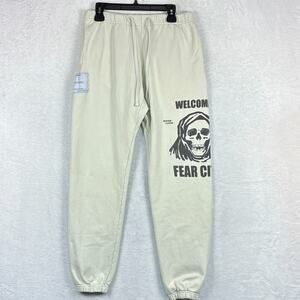 Mr. Saturday Fear City Joggers Sweatpants Mens S (32) Ivory Stranger Streetwear